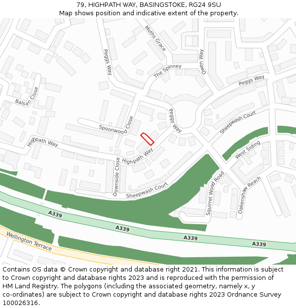 79, HIGHPATH WAY, BASINGSTOKE, RG24 9SU: Location map and indicative extent of plot