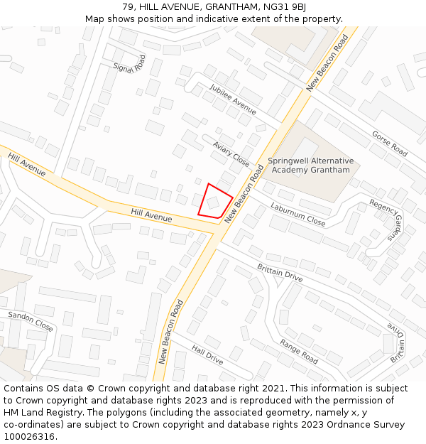 79, HILL AVENUE, GRANTHAM, NG31 9BJ: Location map and indicative extent of plot