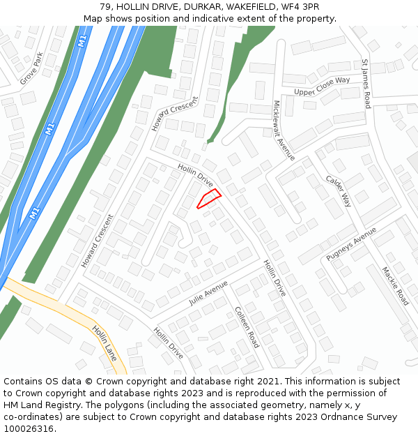 79, HOLLIN DRIVE, DURKAR, WAKEFIELD, WF4 3PR: Location map and indicative extent of plot