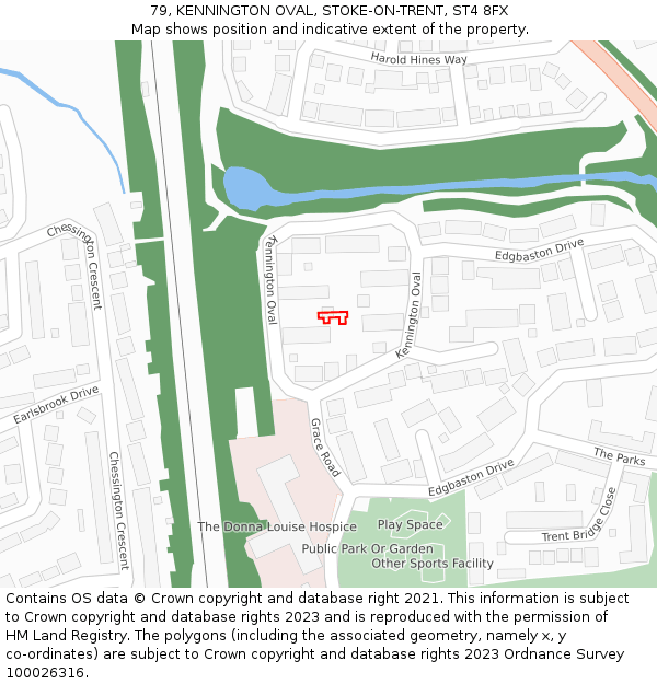 79, KENNINGTON OVAL, STOKE-ON-TRENT, ST4 8FX: Location map and indicative extent of plot