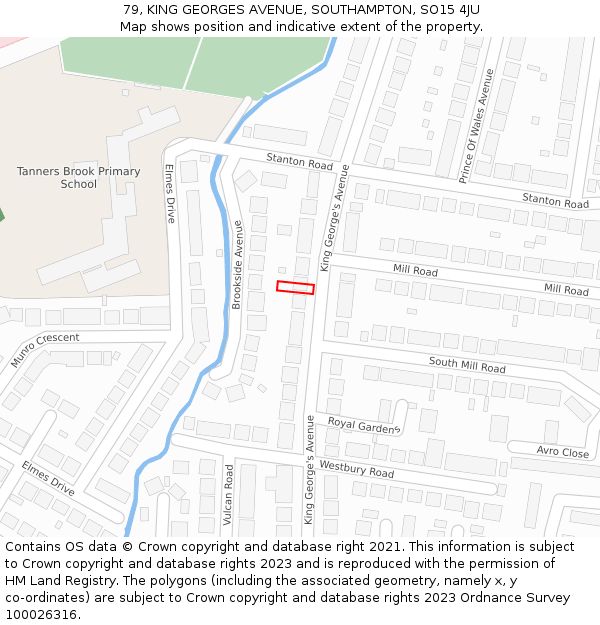 79, KING GEORGES AVENUE, SOUTHAMPTON, SO15 4JU: Location map and indicative extent of plot