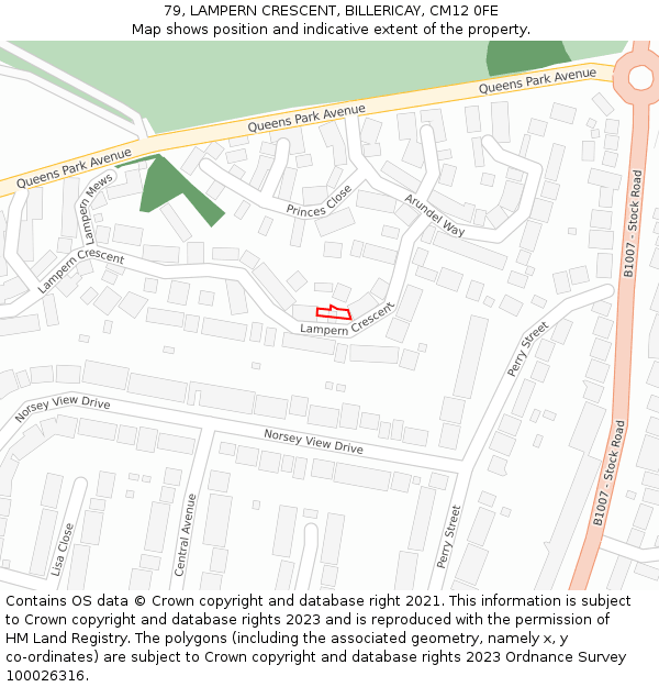 79, LAMPERN CRESCENT, BILLERICAY, CM12 0FE: Location map and indicative extent of plot