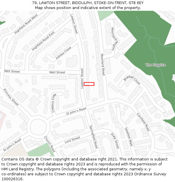 79, LAWTON STREET, BIDDULPH, STOKE-ON-TRENT, ST8 6EY: Location map and indicative extent of plot