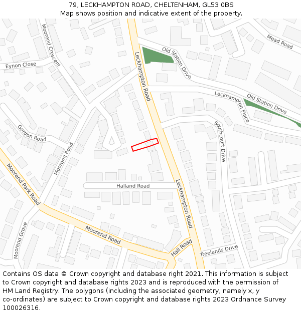 79, LECKHAMPTON ROAD, CHELTENHAM, GL53 0BS: Location map and indicative extent of plot