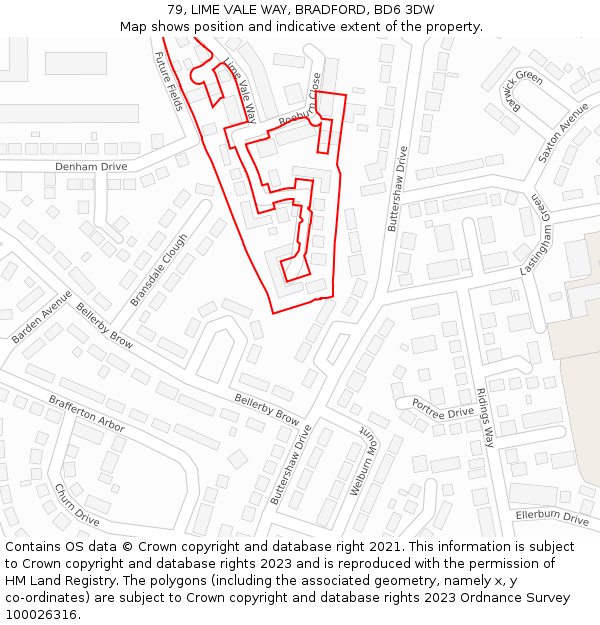 79, LIME VALE WAY, BRADFORD, BD6 3DW: Location map and indicative extent of plot
