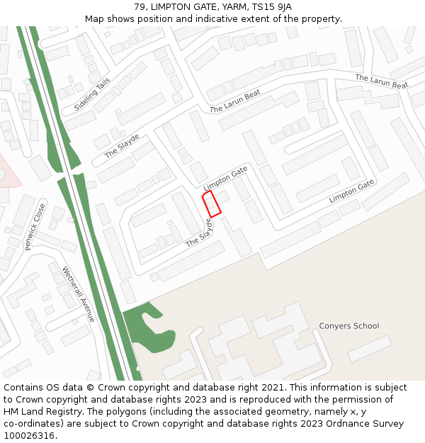 79, LIMPTON GATE, YARM, TS15 9JA: Location map and indicative extent of plot