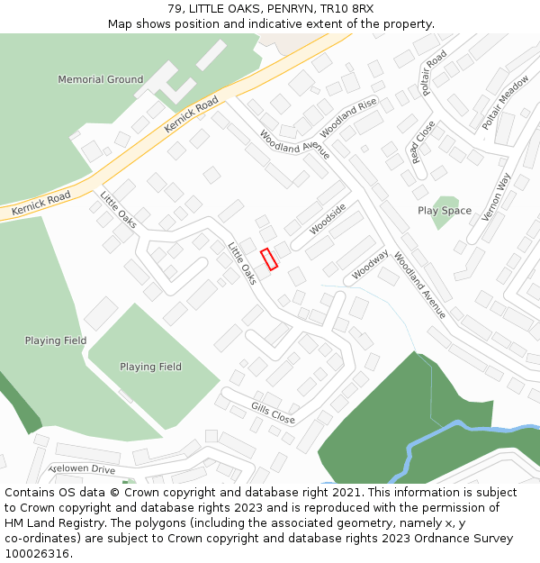 79, LITTLE OAKS, PENRYN, TR10 8RX: Location map and indicative extent of plot