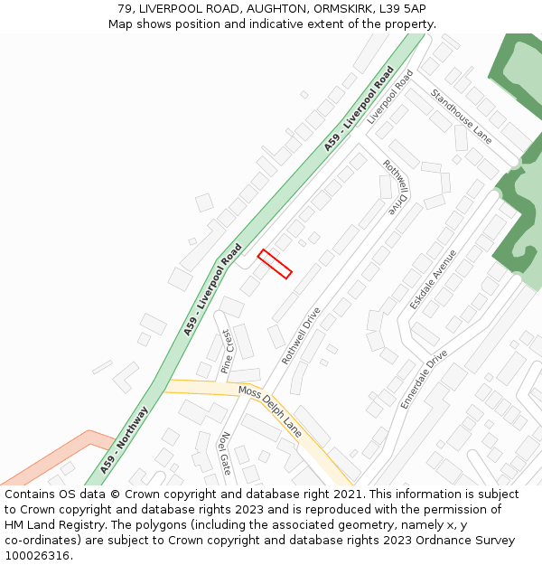 79, LIVERPOOL ROAD, AUGHTON, ORMSKIRK, L39 5AP: Location map and indicative extent of plot