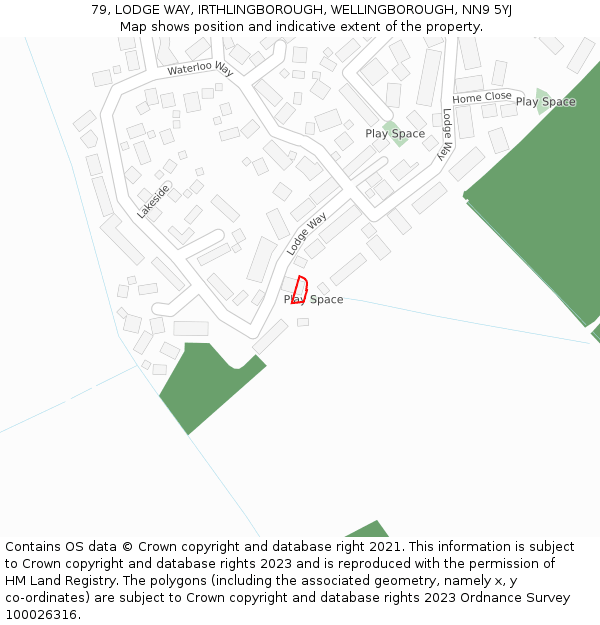 79, LODGE WAY, IRTHLINGBOROUGH, WELLINGBOROUGH, NN9 5YJ: Location map and indicative extent of plot