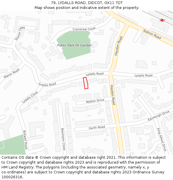 79, LYDALLS ROAD, DIDCOT, OX11 7DT: Location map and indicative extent of plot