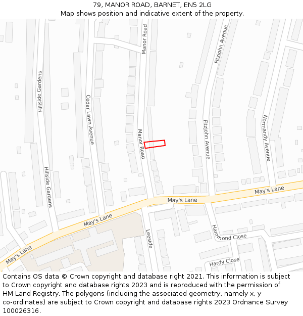 79, MANOR ROAD, BARNET, EN5 2LG: Location map and indicative extent of plot