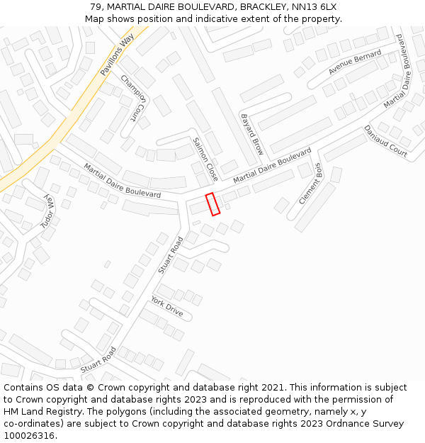 79, MARTIAL DAIRE BOULEVARD, BRACKLEY, NN13 6LX: Location map and indicative extent of plot