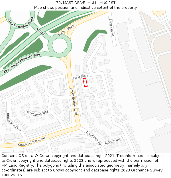 79, MAST DRIVE, HULL, HU9 1ST: Location map and indicative extent of plot