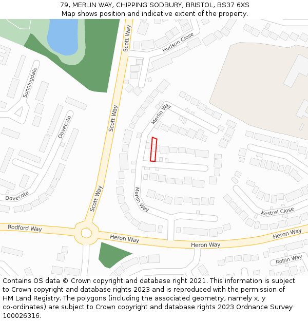 79, MERLIN WAY, CHIPPING SODBURY, BRISTOL, BS37 6XS: Location map and indicative extent of plot