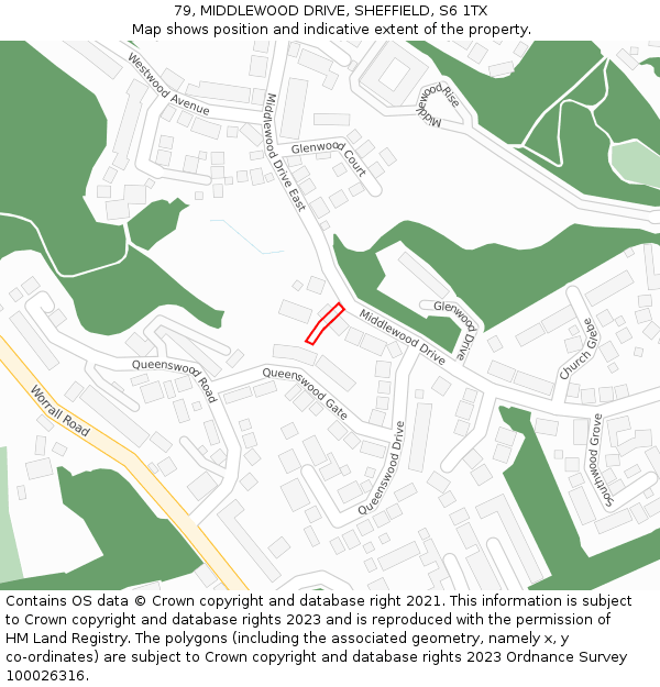 79, MIDDLEWOOD DRIVE, SHEFFIELD, S6 1TX: Location map and indicative extent of plot