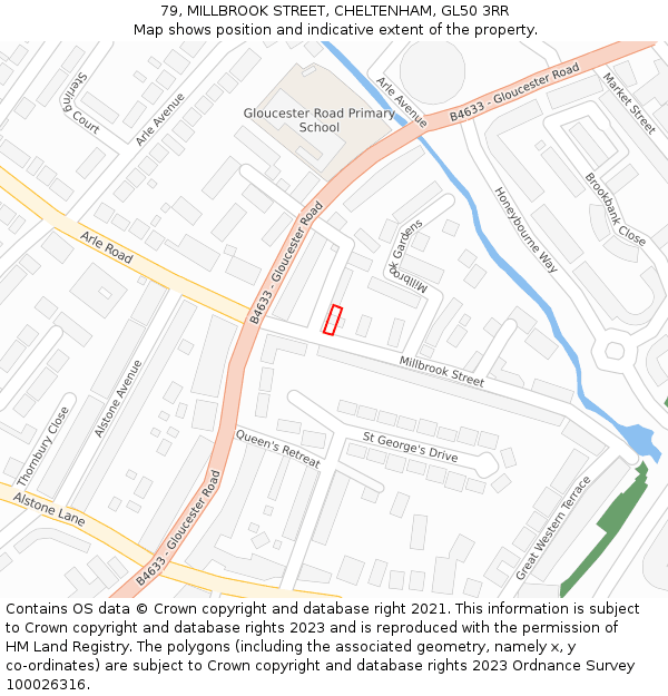 79, MILLBROOK STREET, CHELTENHAM, GL50 3RR: Location map and indicative extent of plot