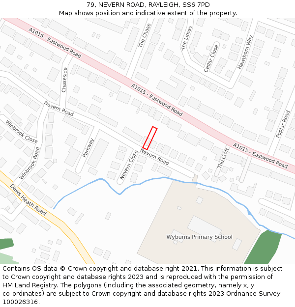 79, NEVERN ROAD, RAYLEIGH, SS6 7PD: Location map and indicative extent of plot