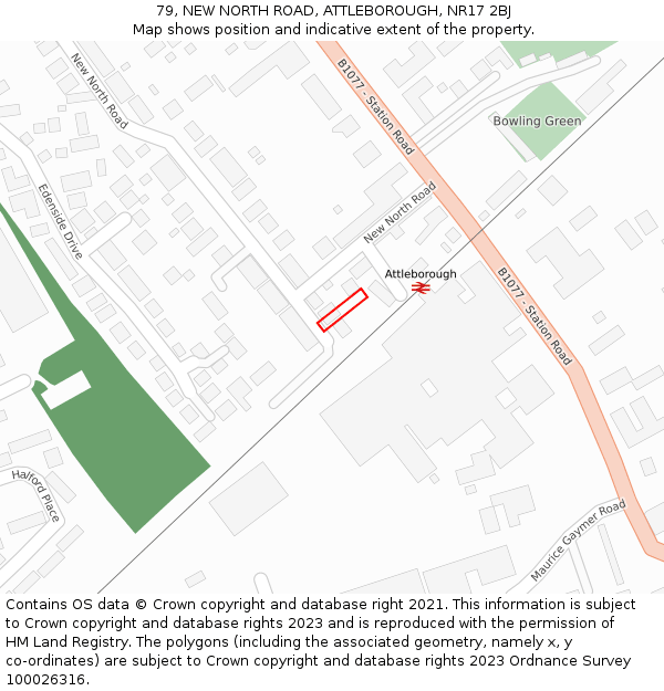 79, NEW NORTH ROAD, ATTLEBOROUGH, NR17 2BJ: Location map and indicative extent of plot