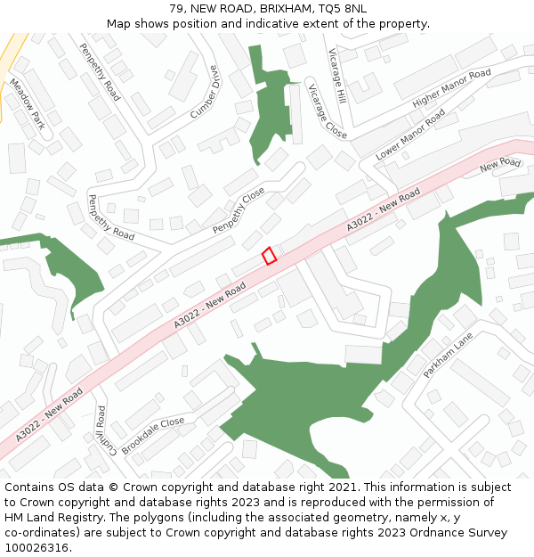 79, NEW ROAD, BRIXHAM, TQ5 8NL: Location map and indicative extent of plot