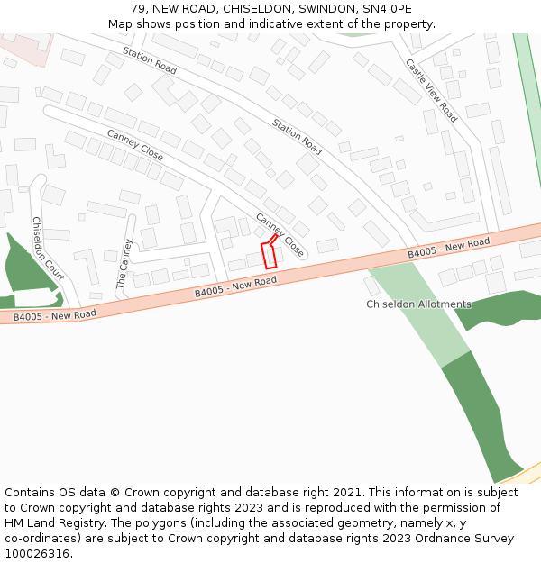 79, NEW ROAD, CHISELDON, SWINDON, SN4 0PE: Location map and indicative extent of plot