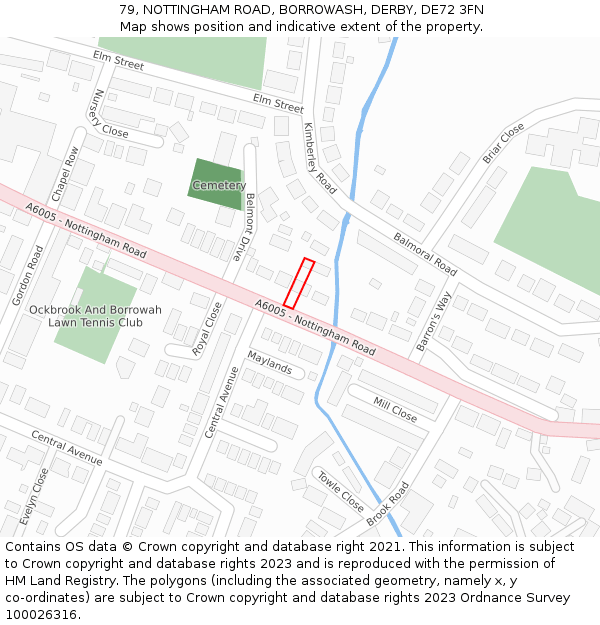 79, NOTTINGHAM ROAD, BORROWASH, DERBY, DE72 3FN: Location map and indicative extent of plot