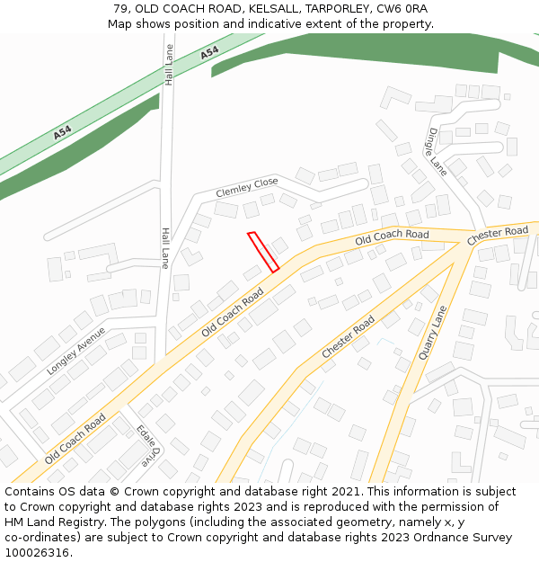 79, OLD COACH ROAD, KELSALL, TARPORLEY, CW6 0RA: Location map and indicative extent of plot