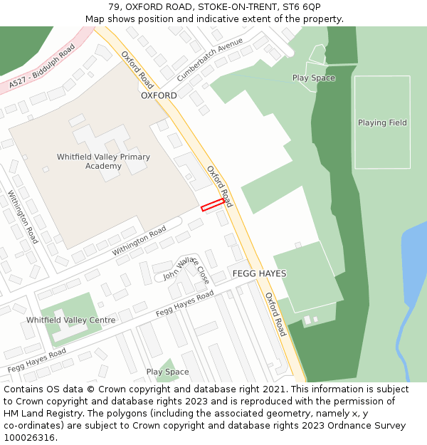 79, OXFORD ROAD, STOKE-ON-TRENT, ST6 6QP: Location map and indicative extent of plot