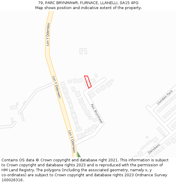 79, PARC BRYNMAWR, FURNACE, LLANELLI, SA15 4PG: Location map and indicative extent of plot