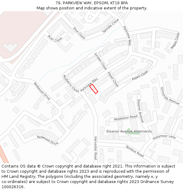 79, PARKVIEW WAY, EPSOM, KT19 8FA: Location map and indicative extent of plot