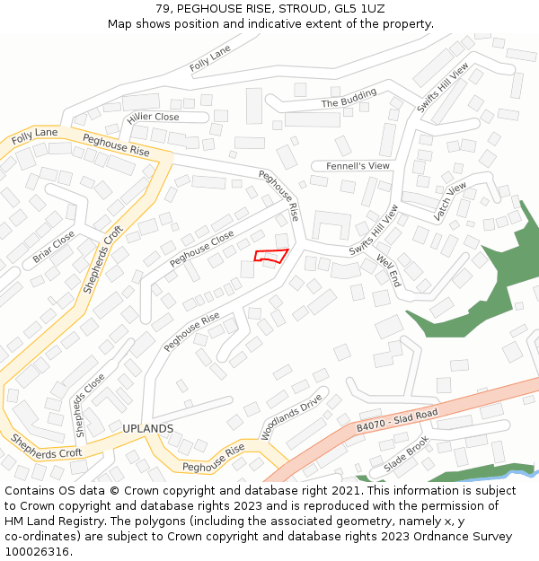 79, PEGHOUSE RISE, STROUD, GL5 1UZ: Location map and indicative extent of plot