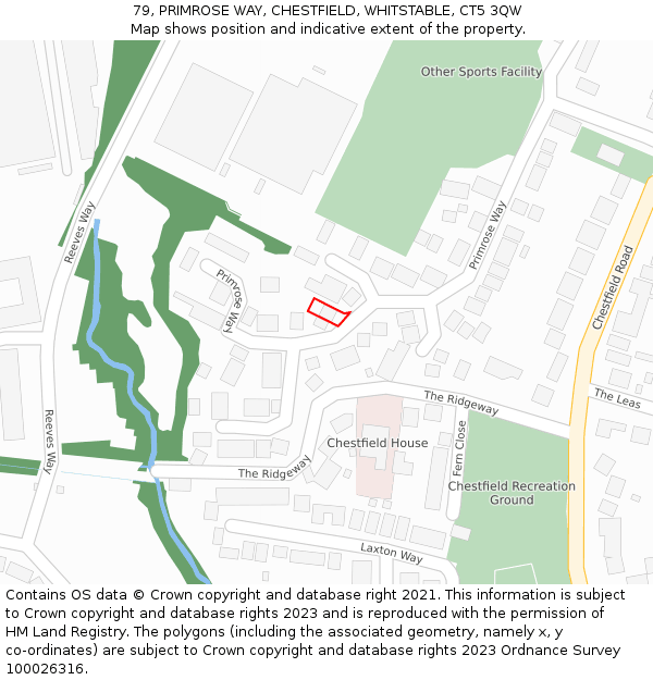 79, PRIMROSE WAY, CHESTFIELD, WHITSTABLE, CT5 3QW: Location map and indicative extent of plot