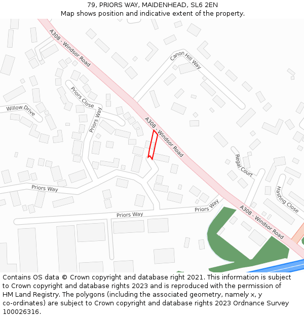 79, PRIORS WAY, MAIDENHEAD, SL6 2EN: Location map and indicative extent of plot