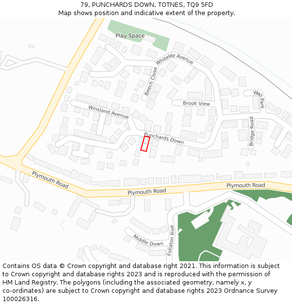79, PUNCHARDS DOWN, TOTNES, TQ9 5FD: Location map and indicative extent of plot