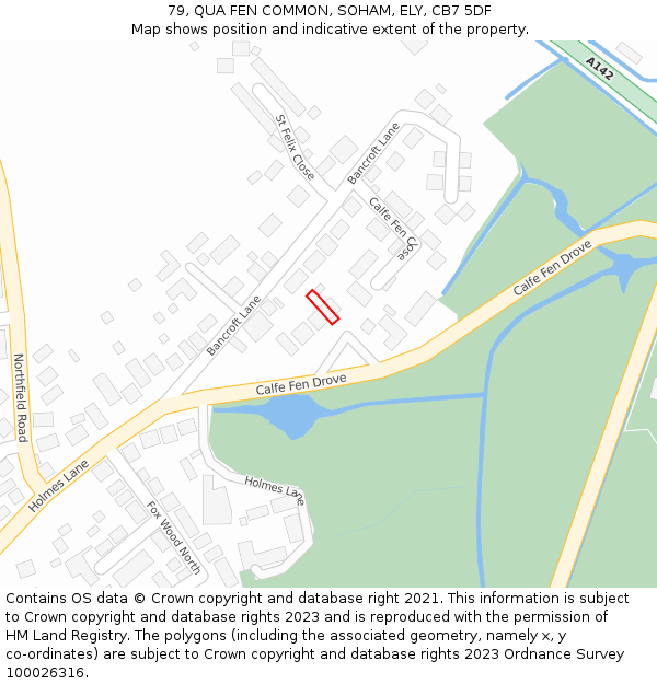 79, QUA FEN COMMON, SOHAM, ELY, CB7 5DF: Location map and indicative extent of plot