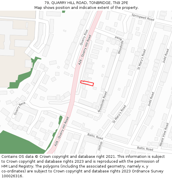 79, QUARRY HILL ROAD, TONBRIDGE, TN9 2PE: Location map and indicative extent of plot