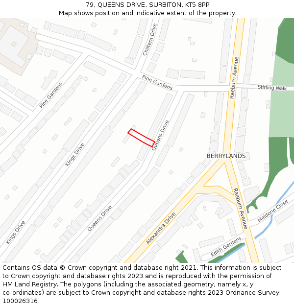 79, QUEENS DRIVE, SURBITON, KT5 8PP: Location map and indicative extent of plot