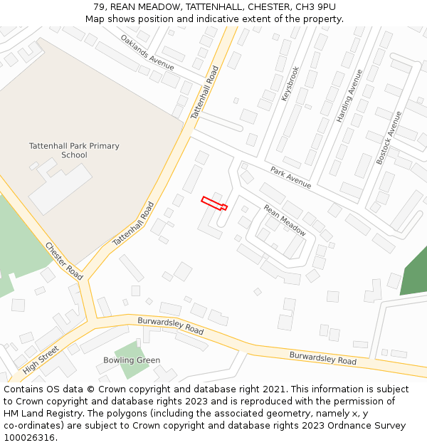 79, REAN MEADOW, TATTENHALL, CHESTER, CH3 9PU: Location map and indicative extent of plot