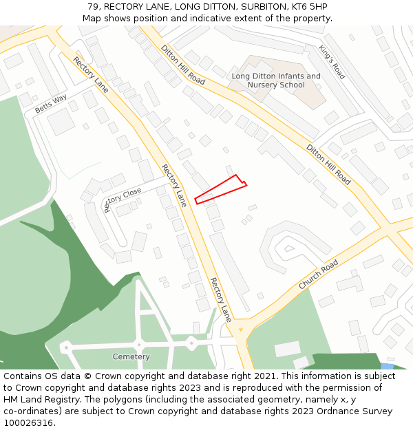 79, RECTORY LANE, LONG DITTON, SURBITON, KT6 5HP: Location map and indicative extent of plot