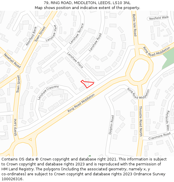 79, RING ROAD, MIDDLETON, LEEDS, LS10 3NL: Location map and indicative extent of plot