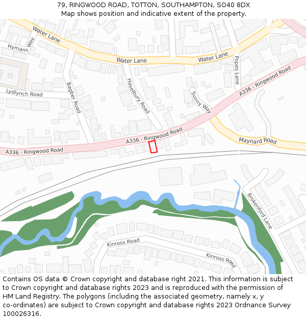 79, RINGWOOD ROAD, TOTTON, SOUTHAMPTON, SO40 8DX: Location map and indicative extent of plot