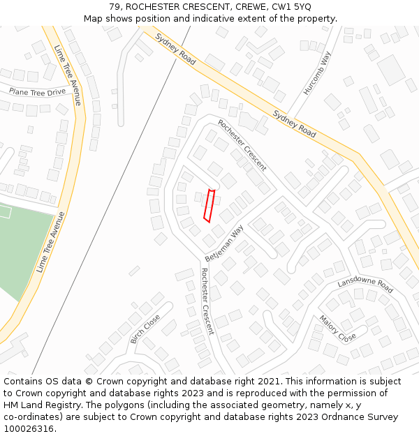 79, ROCHESTER CRESCENT, CREWE, CW1 5YQ: Location map and indicative extent of plot