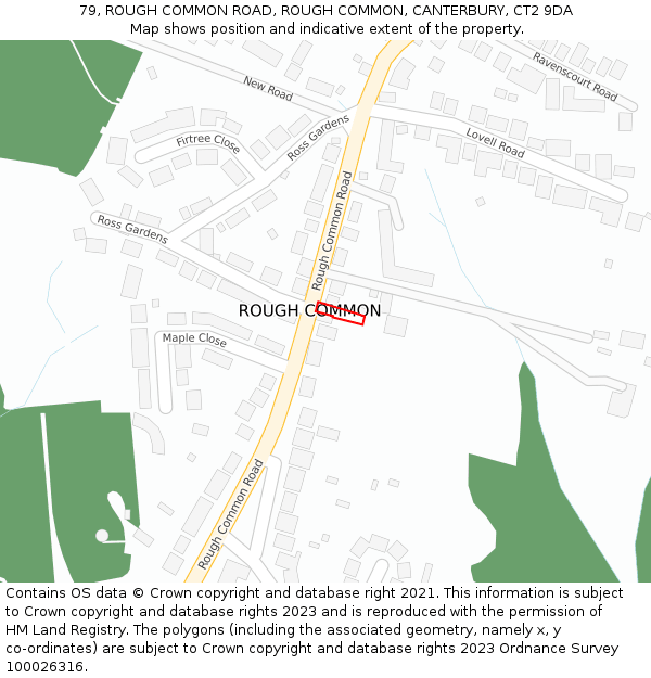 79, ROUGH COMMON ROAD, ROUGH COMMON, CANTERBURY, CT2 9DA: Location map and indicative extent of plot