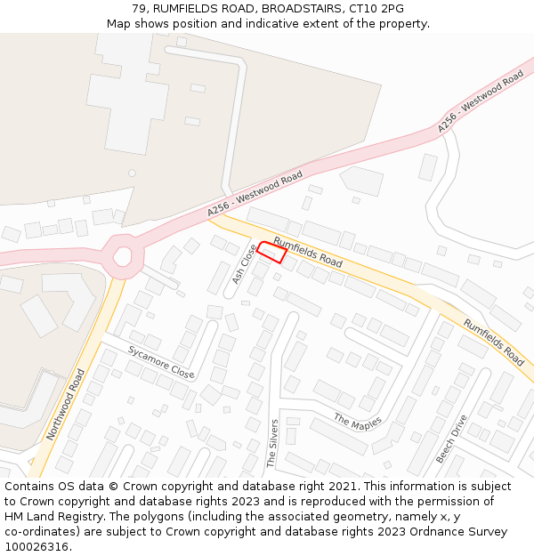 79, RUMFIELDS ROAD, BROADSTAIRS, CT10 2PG: Location map and indicative extent of plot