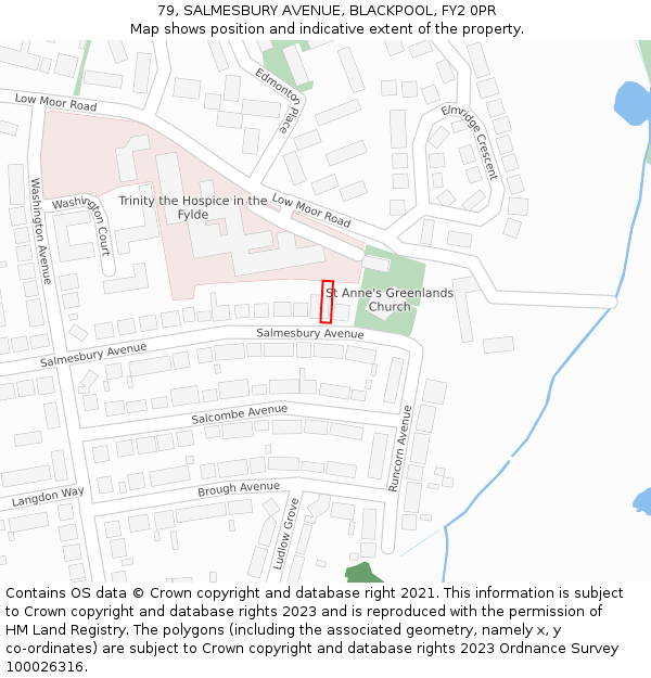 79, SALMESBURY AVENUE, BLACKPOOL, FY2 0PR: Location map and indicative extent of plot