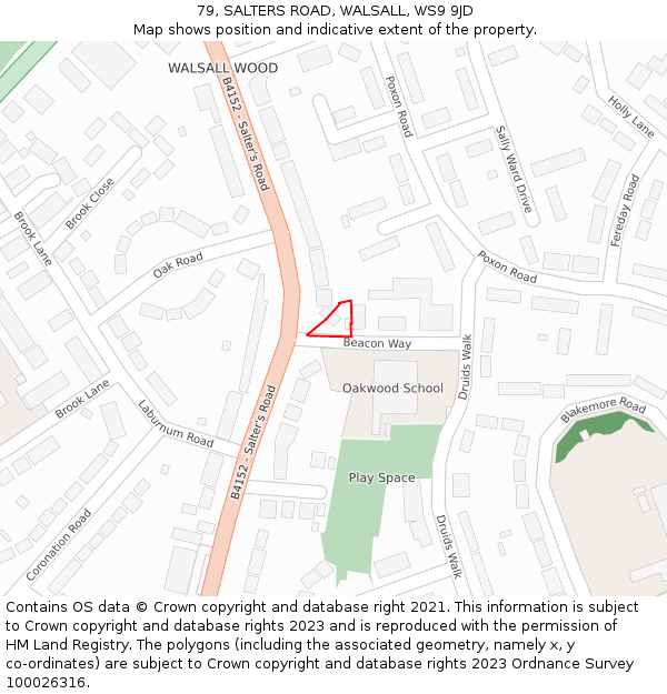 79, SALTERS ROAD, WALSALL, WS9 9JD: Location map and indicative extent of plot