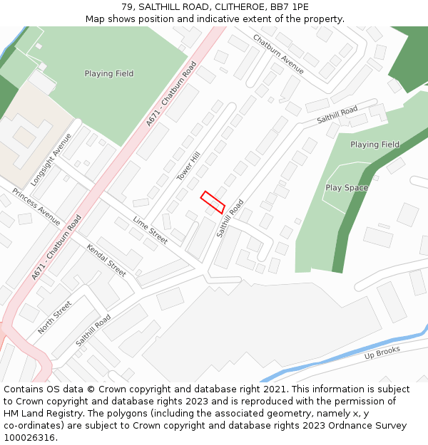 79, SALTHILL ROAD, CLITHEROE, BB7 1PE: Location map and indicative extent of plot