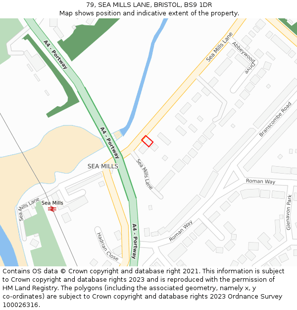 79, SEA MILLS LANE, BRISTOL, BS9 1DR: Location map and indicative extent of plot