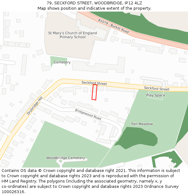 79, SECKFORD STREET, WOODBRIDGE, IP12 4LZ: Location map and indicative extent of plot