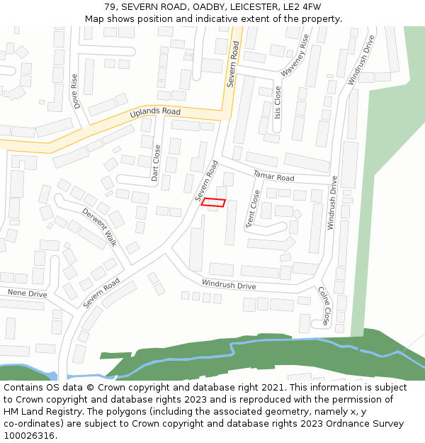 79, SEVERN ROAD, OADBY, LEICESTER, LE2 4FW: Location map and indicative extent of plot