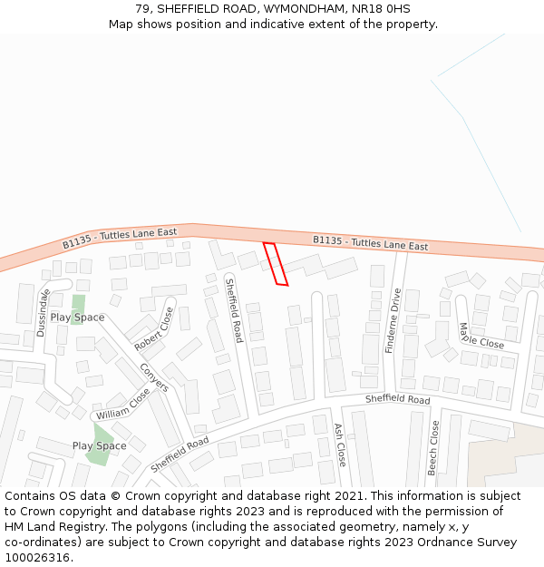 79, SHEFFIELD ROAD, WYMONDHAM, NR18 0HS: Location map and indicative extent of plot